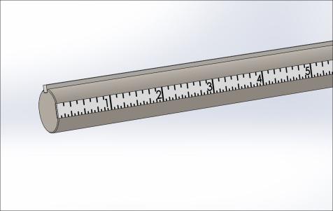 Rod w/Scale (in) & Key, 90 degree, Stainless Steel,  3/4 Diameter